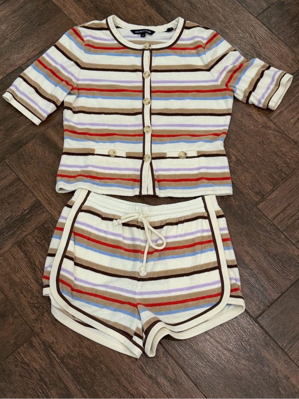 Vintage-Inspired Cream Multi-Stripe Top
